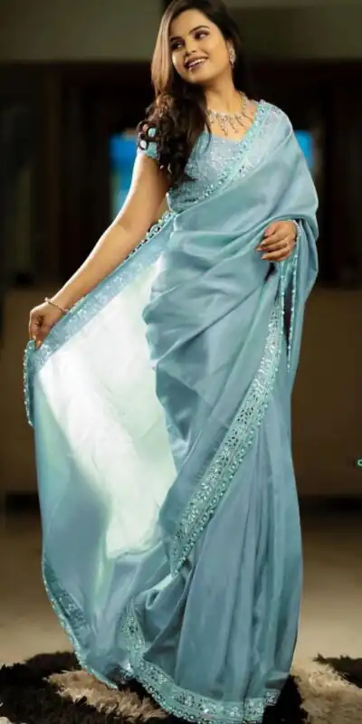 BT 3106 Blue Color Silver Tissue Silk Embroidery Sequence Saree Casual, Party Wear, Traditional Wear, Wedding Wear, Events Etc.@1999/- | Sarees, Bollywood Sarees, Creative Sarees, Designer Sarees, Ethnic Saree, Modern Digital sarees, Party Wear Sarees