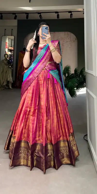 LNB 2011 Pink Color Kanjivaram Zari Weaving Work Lehenga Choli Traditional Wear, Festive, Party, Wedding, Events etc. Expected 4-6 Working Days @1899/- | Lehenga, Bollywood Lehenga, Creative Lehenga, Designer Lehenga, Embroidered Lehenga, Party Wear Lehenga