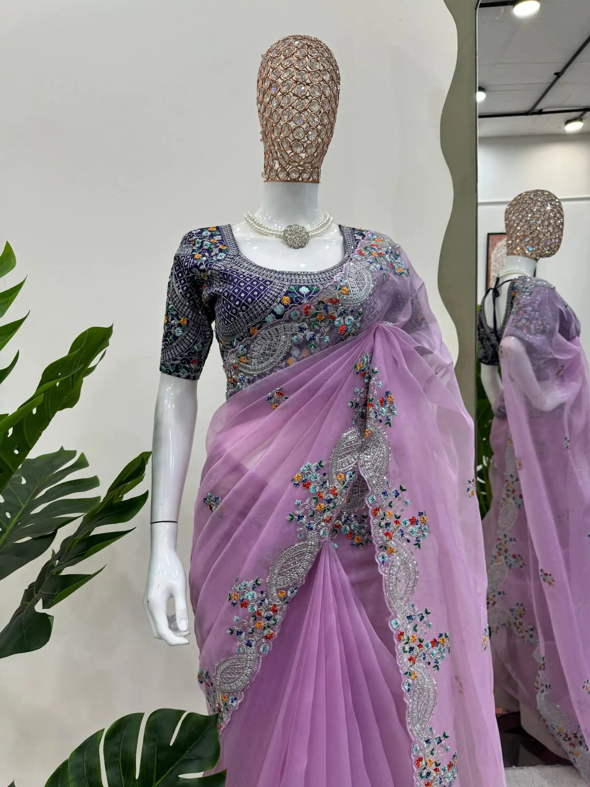 KD 499 Violet Color Organza Silk Thread Sequence Work Saree Casual, Party Wear, Wedding, Events Etc. Expected Delivery 4-6 Working Days @2499/- | Sarees, Bollywood Sarees, Creative Sarees, Designer Sarees, Embroidered Sarees, Ethnic Saree, Modern Digital sarees, Party Wear Sarees