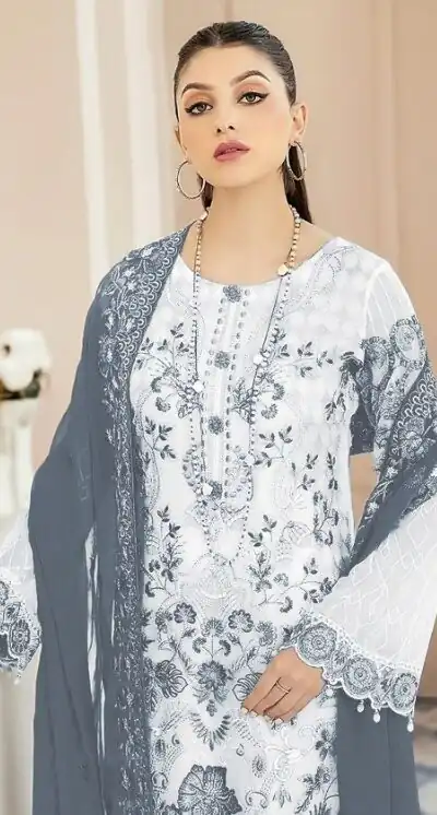FC 123 White & Black Color Georgette Embroidery Salwar Suit Wedding, Party, Festive events, Expected Delivery  4-6 Working Days @2049 | Salwar suit, Designer Suits, Casual Suits, Creative suits, Palazzo Suits, Party Wear Suits, Patiala Suits, Straight Suits