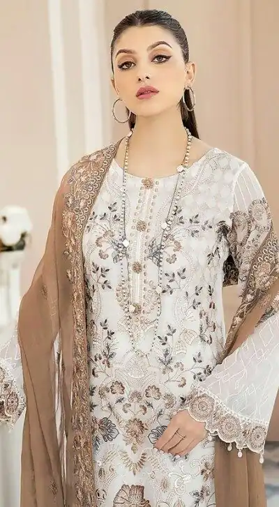 FC 123 White & Coffee Color Georgette Embroidery Salwar Suit Wedding, Party, Festive events, Expected Delivery  4-6 Working Days @2049 | Salwar suit, Designer Suits, Casual Suits, Creative suits, Palazzo Suits, Party Wear Suits, Patiala Suits, Straight Suits
