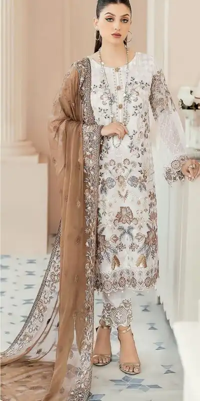 FC 123 White & Coffee Color Georgette Embroidery Salwar Suit Wedding, Party, Festive events, Expected Delivery  4-6 Working Days @2049 | Salwar suit, Designer Suits, Casual Suits, Creative suits, Palazzo Suits, Party Wear Suits, Patiala Suits, Straight Suits