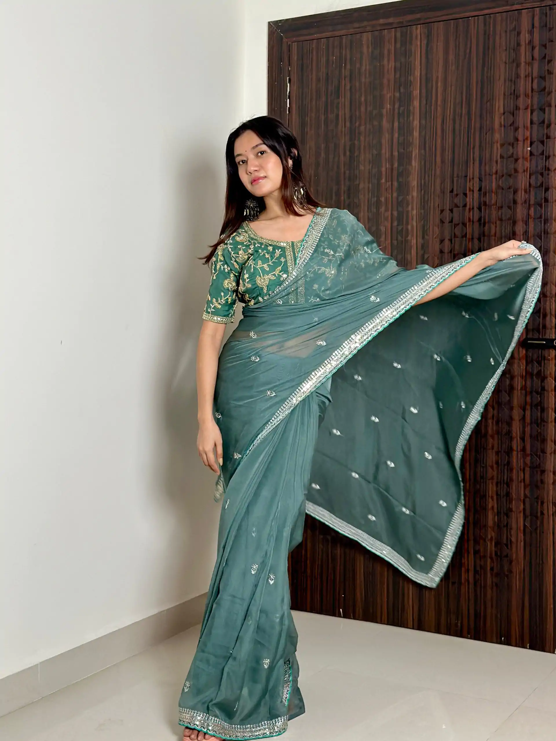 AC MAGIC CIRCLE Blue Color Pure Soft Organza Embroidery Zari Saree Casual, Wedding, Festive, Events Expected Delivery 4-6 Working Days @2099/- | Sarees, Bollywood Sarees, Creative Sarees, Designer Sarees, Embroidered Sarees, Ethnic Saree, Modern Digital sarees, Party Wear Sarees