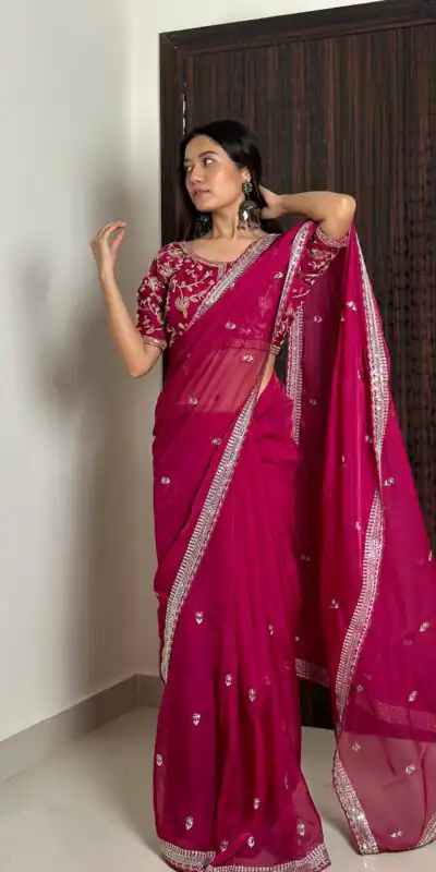 AC MAGIC CIRCLE Pink Color Pure Soft Organza Embroidery Zari Saree Casual, Wedding, Festive, Events Expected Delivery 4-6 Working Days @2099/- | Sarees, Bollywood Sarees, Creative Sarees, Designer Sarees, Embroidered Sarees, Ethnic Saree, Modern Digital sarees, Party Wear Sarees
