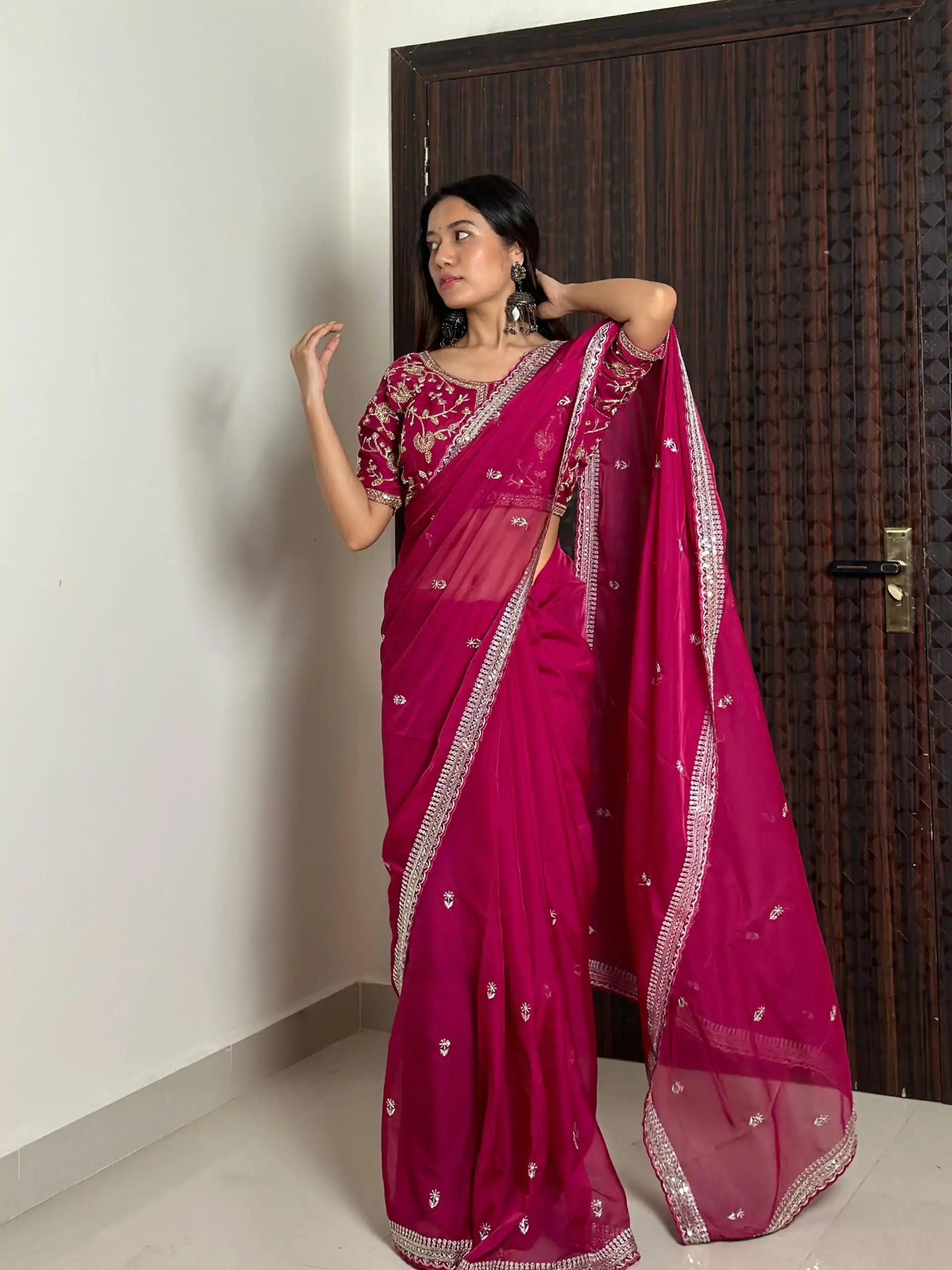 AC MAGIC CIRCLE Pink Color Pure Soft Organza Embroidery Zari Saree Casual, Wedding, Festive, Events Expected Delivery 4-6 Working Days @2099/- | Sarees, Bollywood Sarees, Creative Sarees, Designer Sarees, Embroidered Sarees, Ethnic Saree, Modern Digital sarees, Party Wear Sarees