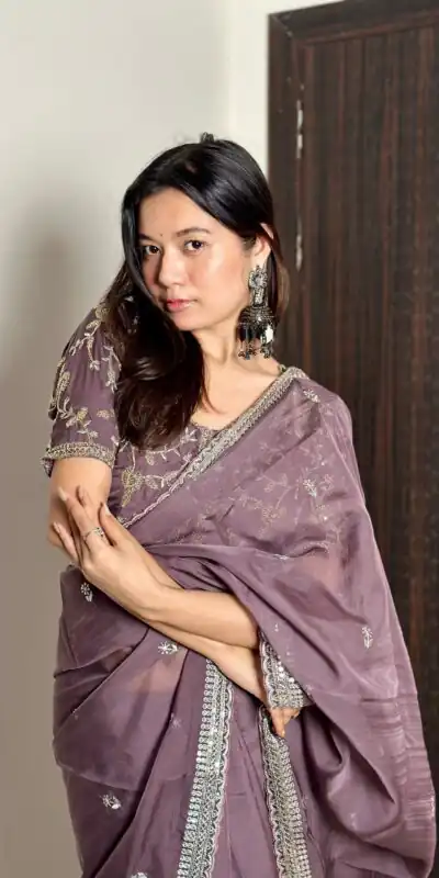 AC MAGIC CIRCLE Purple Color Pure Soft Organza Embroidery Zari Saree Casual, Wedding, Festive, Events Expected Delivery 4-6 Working Days @2099/- | Sarees, Bollywood Sarees, Creative Sarees, Designer Sarees, Embroidered Sarees, Ethnic Saree, Modern Digital sarees, Party Wear Sarees