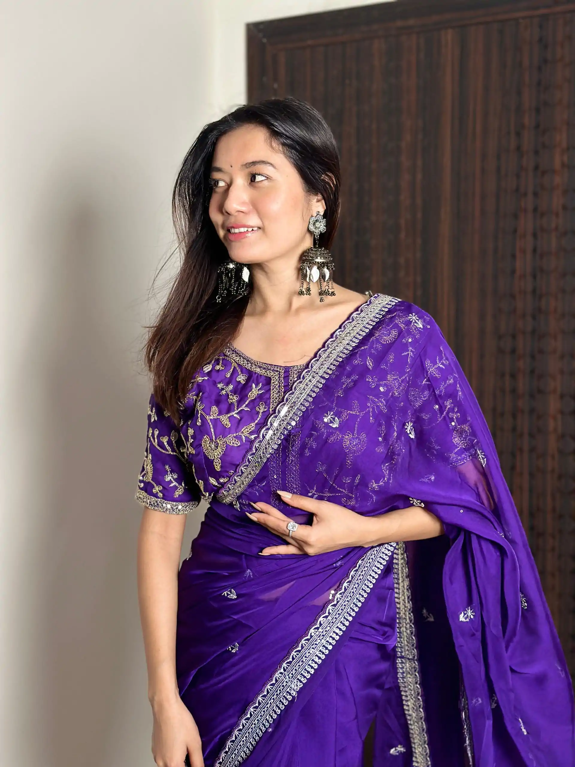 AC MAGIC CIRCLE Violet Color Pure Soft Organza Embroidery Zari Saree Casual, Wedding, Festive, Events Expected Delivery 4-6 Working Days @2099/- | Sarees, Bollywood Sarees, Creative Sarees, Designer Sarees, Embroidered Sarees, Ethnic Saree, Modern Digital sarees, Party Wear Sarees
