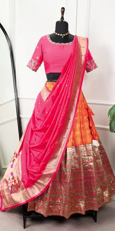 LNB 2027 Orange  Color Jacquard Zari Weaving Work Lehenga Choli Festive Party Wedding, Events etc. Delivery 4-6 Working Days @3549/- | Lehenga, Bollywood Lehenga, Creative Lehenga, Designer Lehenga, Embroidered Lehenga, Party Wear Lehenga