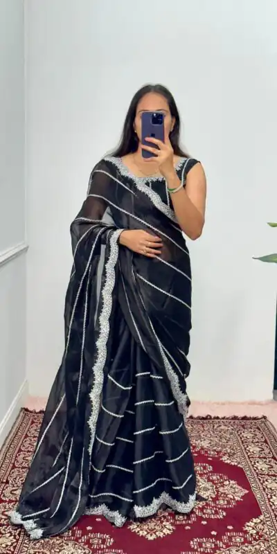 ST 476 Black Color Burbary Blooming Embroidery Zari Saree Casual, Wedding, Party, Festive, Events Etc. Expected Delivery 4-6 Working Days @1899/- | Sarees, Bollywood Sarees, Creative Sarees, Designer Sarees, Embroidered Sarees, Ethnic Saree, Modern Digital sarees, Party Wear Sarees