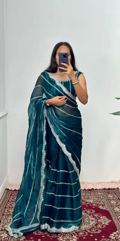 ST 476 Peacock Blue Color Burbary Blooming Embroidery Zari Saree Casual, Wedding, Party, Festive, Events Etc. Expected Delivery 4-6 Working Days @1899/- | Sarees, Bollywood Sarees, Creative Sarees, Designer Sarees, Embroidered Sarees, Ethnic Saree, Modern Digital sarees, Party Wear Sarees