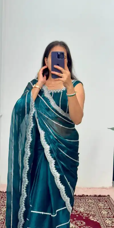 ST 476 Peacock Blue Color Burbary Blooming Embroidery Zari Saree Casual, Wedding, Party, Festive, Events Etc. Expected Delivery 4-6 Working Days @1899/- | Sarees, Bollywood Sarees, Creative Sarees, Designer Sarees, Embroidered Sarees, Ethnic Saree, Modern Digital sarees, Party Wear Sarees