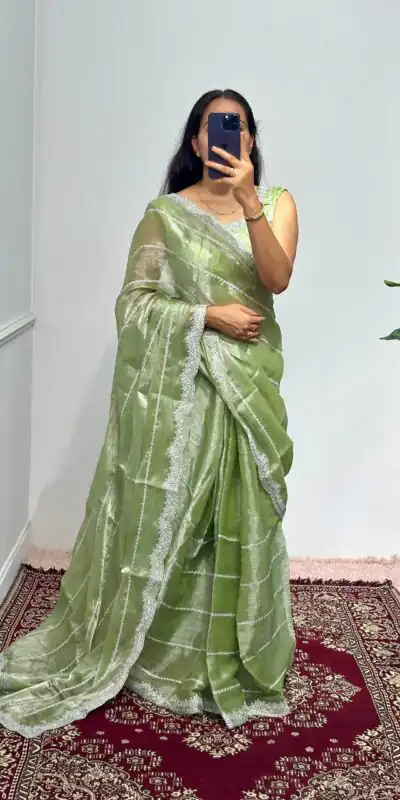 ST 476 Pista Green Color Burberry Blooming Embroidery Zari Saree Casual, Wedding, Party, Festive, Events Etc. Expected Delivery 4-6 Working Days @1899/- | Sarees, Bollywood Sarees, Creative Sarees, Designer Sarees, Embroidered Sarees, Ethnic Saree, Modern Digital sarees, Party Wear Sarees