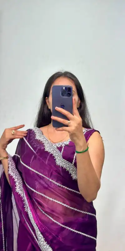 ST 476 Purple Color Burberry Blooming Embroidery Zari Saree Casual, Wedding, Party, Festive, Events Etc. Expected Delivery 4-6 Working Days @1899/- | Sarees, Bollywood Sarees, Creative Sarees, Designer Sarees, Embroidered Sarees, Ethnic Saree, Modern Digital sarees, Party Wear Sarees