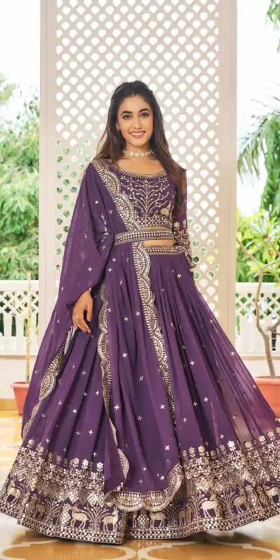 Ram 020 Purple Color Georgette Sequence Embroidery Lehenga Choli Casual, Wedding, Festive, Events Expected Delivery 4-6 Working Days @3049/- | Lehenga, Bollywood Lehenga, Creative Lehenga, Designer Lehenga, Embroidered Lehenga, Party Wear Lehenga