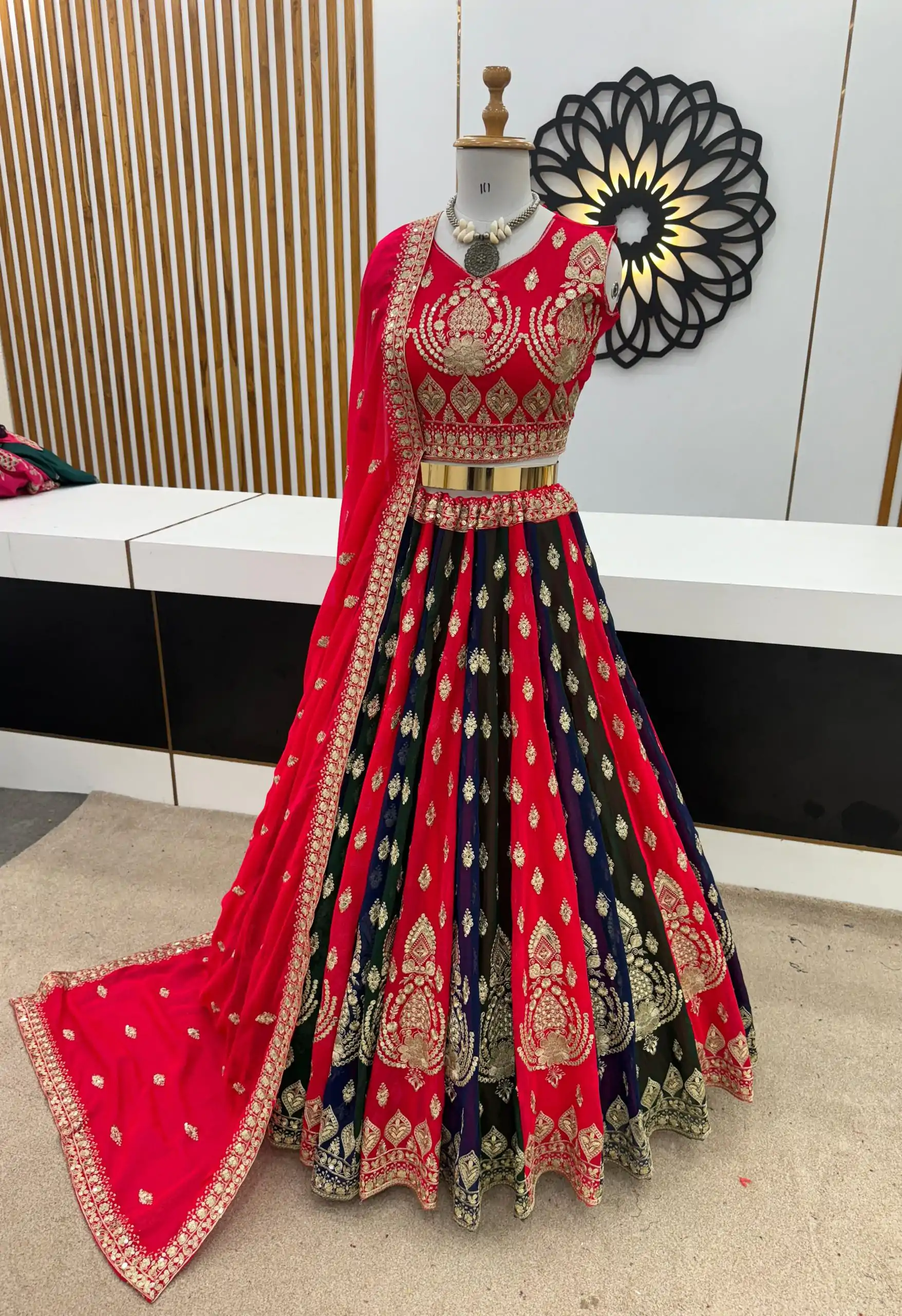 ZSR 3075 Red Color Georgette Embroidery Sequence Lehenga Choli Wedding, Party, Events Etc. Expected Delivery 4-6 Working Days 2349/- | Lehenga, Bollywood Lehenga, Creative Lehenga, Designer Lehenga, Embroidered Lehenga, Party Wear Lehenga