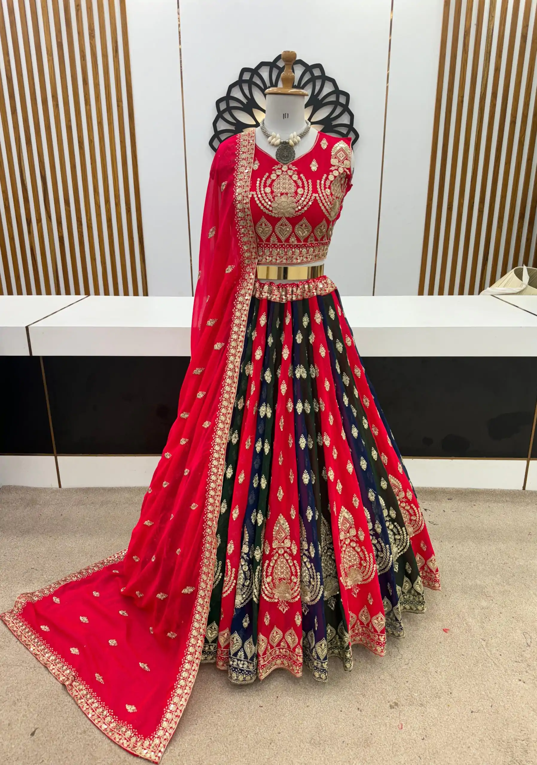 ZSR 3075 Red Color Georgette Embroidery Sequence Lehenga Choli Wedding, Party, Events Etc. Expected Delivery 4-6 Working Days 2349/- | Lehenga, Bollywood Lehenga, Creative Lehenga, Designer Lehenga, Embroidered Lehenga, Party Wear Lehenga