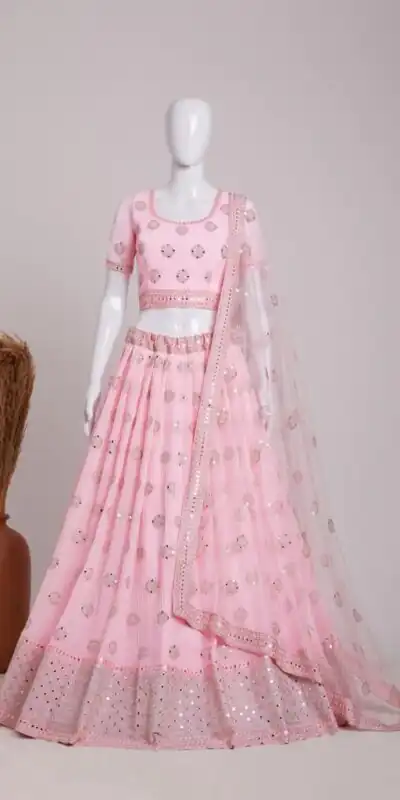 RC 261 Pink Color Heavy Georgette Embroidery Sequins Lehenga Choli Casual, Party Wedding, Festive, Events Etc. Delivery  4-6 Working Days 3099/- | Lehenga, Bollywood Lehenga, Creative Lehenga, Designer Lehenga, Embroidered Lehenga, Party Wear Lehenga