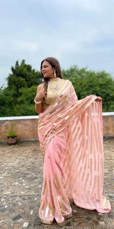 JR 610 Pink Color Georgette Embroidery Sequence Saree Casual, Wedding, Festive, Events Expected Delivery 4-6 Working Days @1749/- | Sarees, Bollywood Sarees, Creative Sarees, Designer Sarees, Embroidered Sarees, Ethnic Saree, Modern Digital sarees, Party Wear Sarees