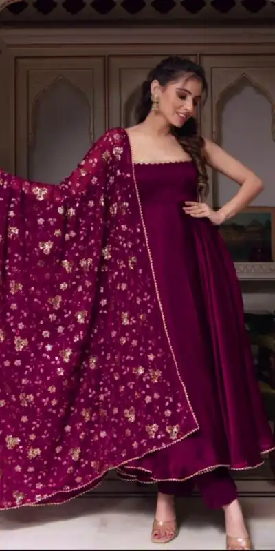 SRK 5128 Purple Color Heavy Faux Georgette With Fully Flair Salwar Suit Wedding, Party, Festive, Events Expected Delivery 4-6 Working Days @ 1899/- | Jump Suits, Salwar suit, Designer Suits, Casual Suits, Creative suits, Palazzo Suits, Party Wear Suits, Patiala Suits, Straight Suits
