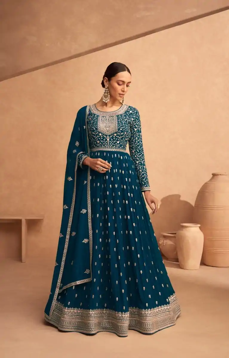 FC ASHIRWAD 9486 Blue Color Faux Georgette Embroidery Anarkali Suit Wedding, Party, Festive Expected Delivery 4-6 Working Days  @2499/- | Jump Suits, Salwar suit, Designer Suits, Casual Suits, Creative suits, Palazzo Suits, Party Wear Suits, Patiala Suits, Straight Suits
