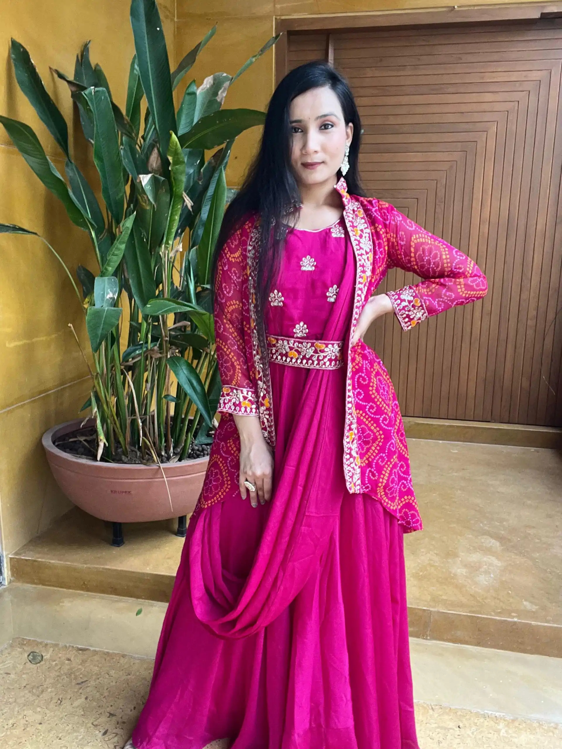   Ram 015 Rani Pink Color Chinon Embroidery Lace Work Gown Casual, Wedding, Party, Festive, Events Etc. Expected Delivery 4-6 Working Days @2049/- | Gowns, Bollywood Gowns, Creative Gowns, Designer Gowns, Embroidered Gowns, Party Wear Gowns
