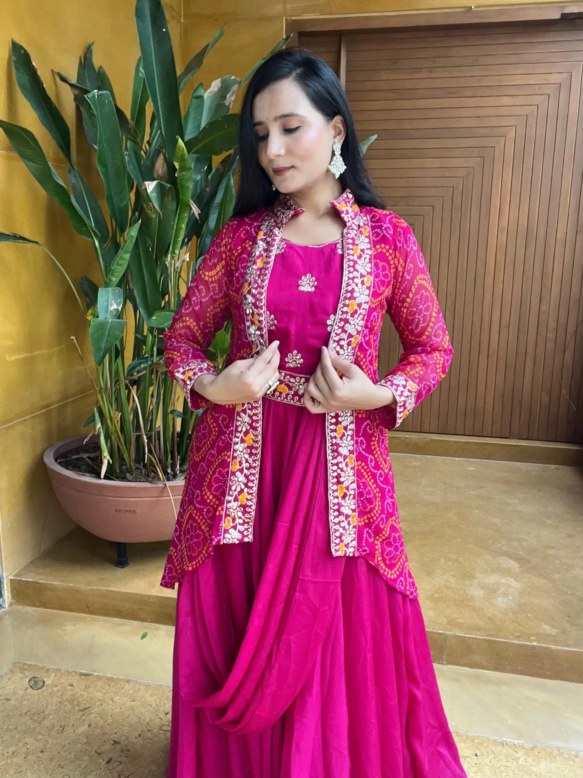   Ram 015 Rani Pink Color Chinon Embroidery Lace Work Gown Casual, Wedding, Party, Festive, Events Etc. Expected Delivery 4-6 Working Days @2049/- | Gowns, Bollywood Gowns, Creative Gowns, Designer Gowns, Embroidered Gowns, Party Wear Gowns