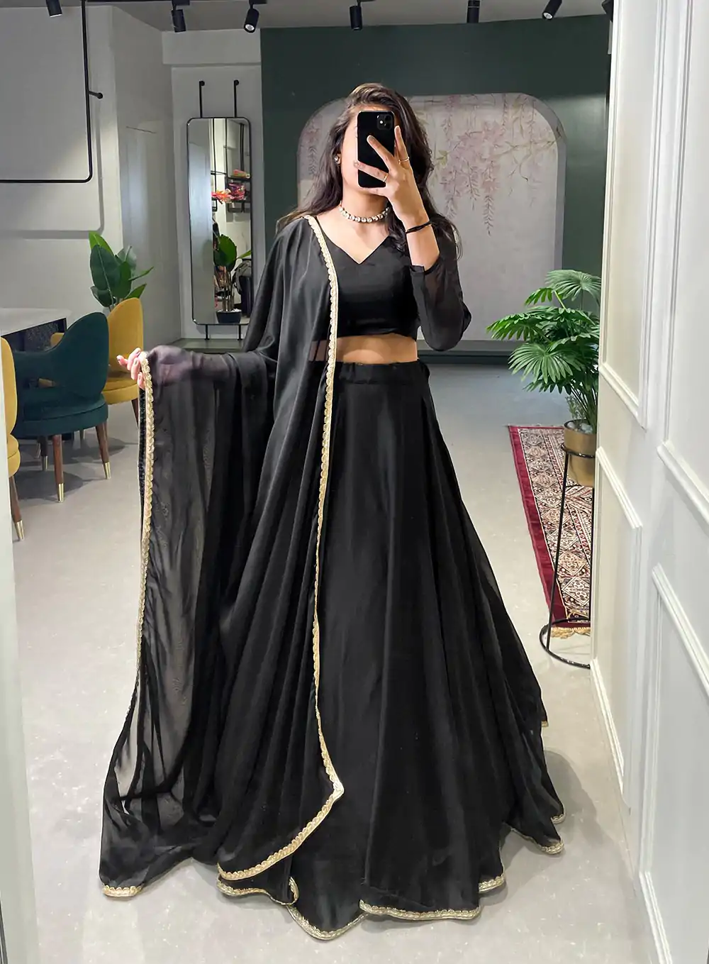 LNB 1227 Black Color Rangoli Silk Plain Lace Border  Lehenga Choli Traditional Wear, Festive, Party, Wedding, Events Expected 4-6 Working Days @1799/- | Lehenga, Bollywood Lehenga, Creative Lehenga, Designer Lehenga, Embroidered Lehenga, Party Wear Lehenga