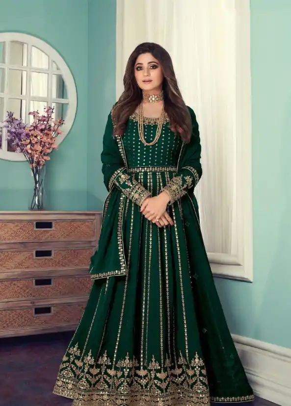 FC Shamita 8545 Green Color Georgette Codding Embroidery Anarkali Suit Wedding, Party, Festive Expected Delivery 4-6 Working Days  @2499/- | Jump Suits, Salwar suit, Designer Suits, Casual Suits, Creative suits, Palazzo Suits, Party Wear Suits, Patiala Suits, Straight Suits