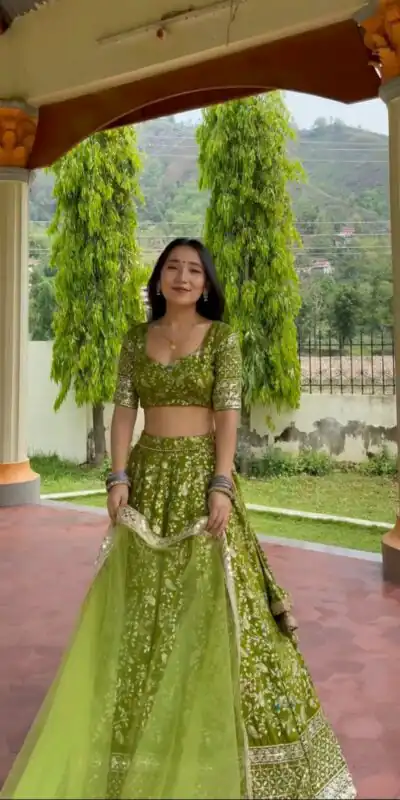 ZSR 3071 Green Color Georgette Embroidery Sequence Lehenga Choli Lehenga Choli Wedding, Party, Events Etc. Expected Delivery 4-6 Working Days 2299/- | Lehenga, Bollywood Lehenga, Creative Lehenga, Designer Lehenga, Embroidered Lehenga, Party Wear Lehenga