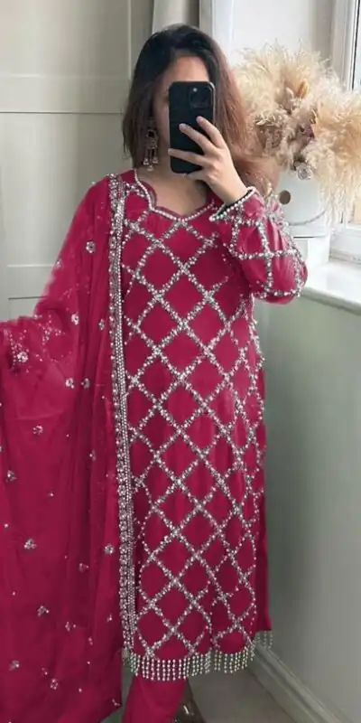 MF 409 Pink Color Georgette Embroidered Hand Work Salwar Suit Wedding, Party, Festive, Events Etc. Expected 4-6 Working Days @2149/- | Jump Suits, Salwar suit, Designer Suits, Casual Suits, Creative suits, Palazzo Suits, Party Wear Suits, Patiala Suits, Straight Suits