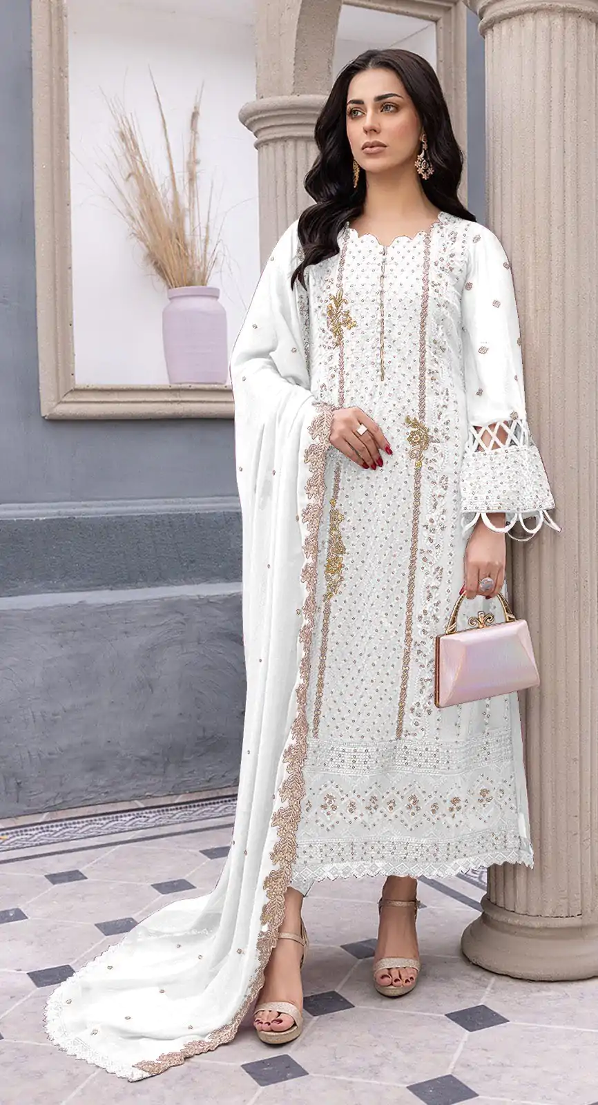 FC MARIA-A 1038 White Color Sequence Georgette Embroidery Salwar Suit Wedding, Party, Festive events, Expected Delivery  4-6 Working Days @2099 | Salwar suit, Designer Suits, Casual Suits, Creative suits, Palazzo Suits, Party Wear Suits, Patiala Suits, Straight Suits