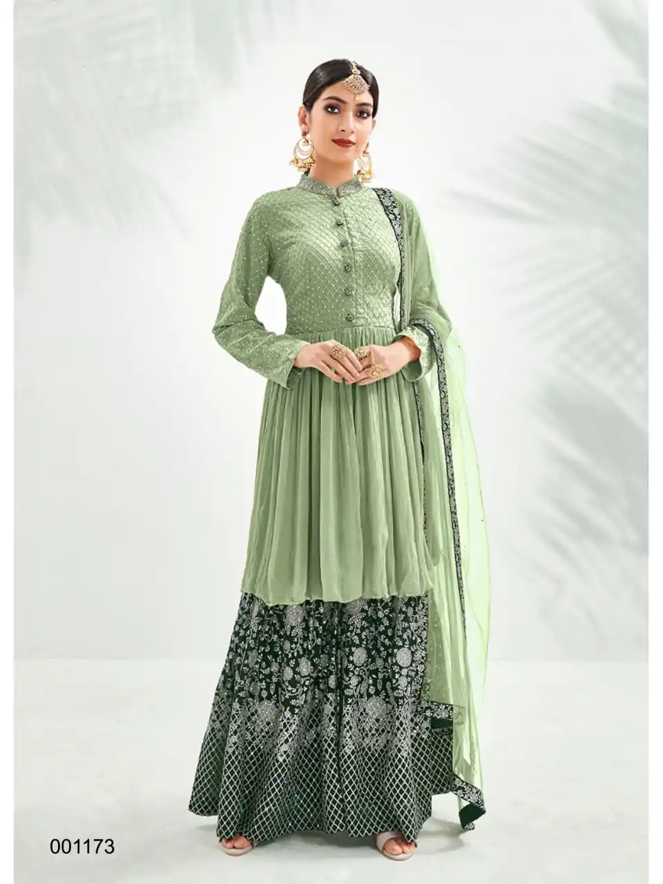  FC 1173 Pista Green Top : Georgette Work : Embroidery Work Dupatta : Heavy Net Inner : Santoon Wedding, Party, Festive, Events @2449 | Salwar suit, Designer Suits, Creative suits, Palazzo Suits, Party Wear Suits, Straight Suits