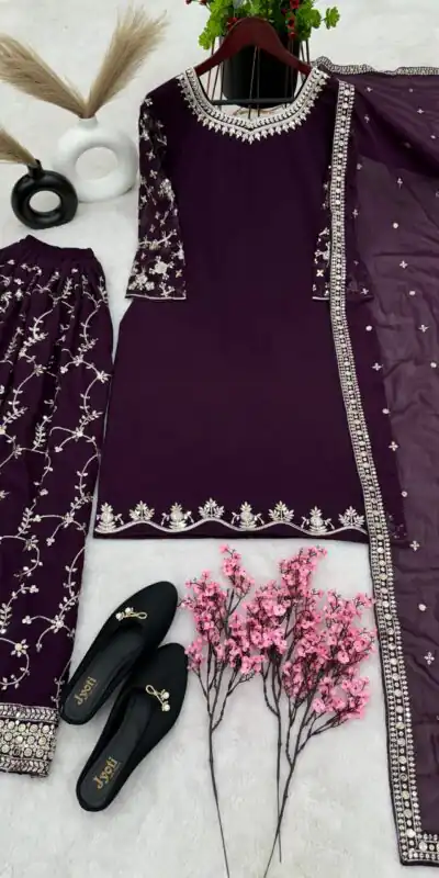 SRK 5135 Purple Color Georgette Embroidery Sequence Salwar Suit Wedding, Party, Festive, Events Expected Delivery 4-6 Working Days @ 1999/- | Jump Suits, Salwar suit, Designer Suits, Casual Suits, Creative suits, Palazzo Suits, Party Wear Suits, Patiala Suits, Straight Suits