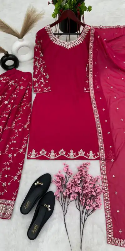 SRK 5135 Red Color Georgette Embroidery Sequence Salwar Suit Wedding, Party, Festive, Events Expected Delivery 4-6 Working Days @ 1999/- | Jump Suits, Salwar suit, Designer Suits, Casual Suits, Creative suits, Palazzo Suits, Party Wear Suits, Patiala Suits, Straight Suits