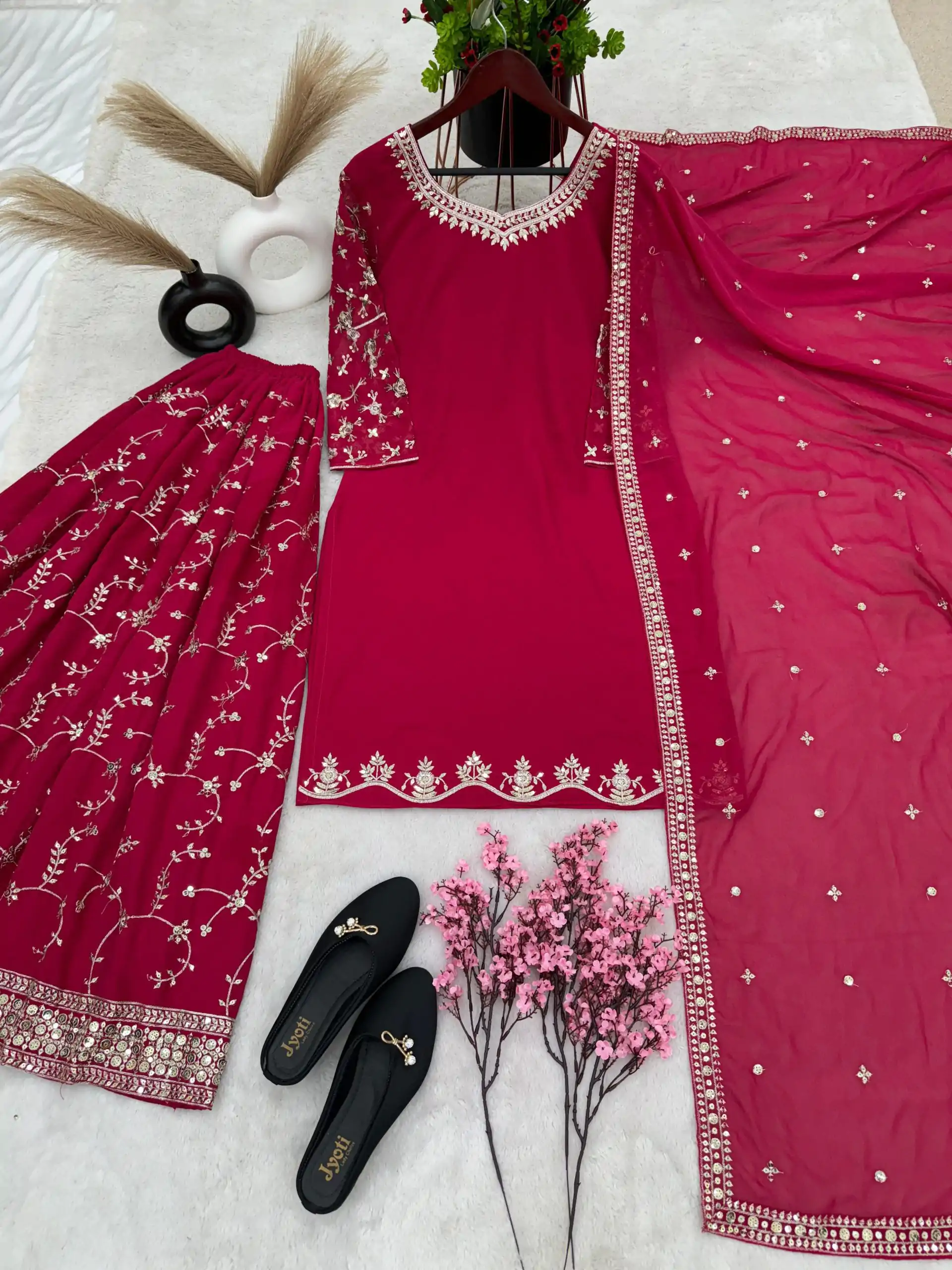 SRK 5135 Red Color Georgette Embroidery Sequence Salwar Suit Wedding, Party, Festive, Events Expected Delivery 4-6 Working Days @ 1999/- | Jump Suits, Salwar suit, Designer Suits, Casual Suits, Creative suits, Palazzo Suits, Party Wear Suits, Patiala Suits, Straight Suits