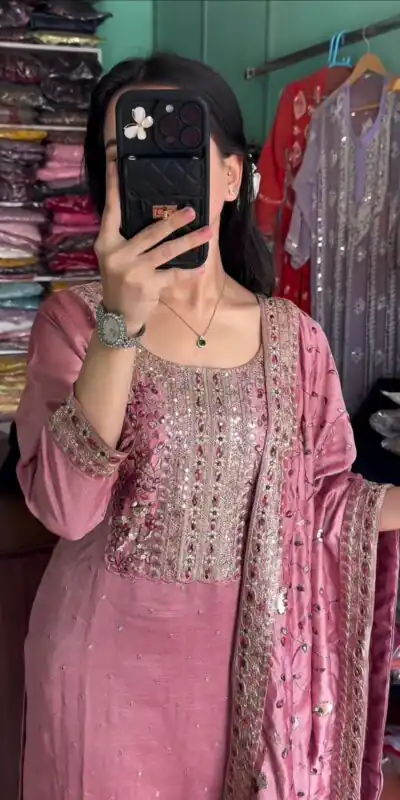 AD 163 Pink Color Chinon Silk Embroidery Work Sharara Suit Casual, Wedding, Party, Festive, Events Etc. Expected Delivery 4-6 Working Days @2249/- | Jump Suits, Salwar suit, Designer Suits, Casual Suits, Creative suits, Palazzo Suits, Party Wear Suits, Patiala Suits, Straight Suits