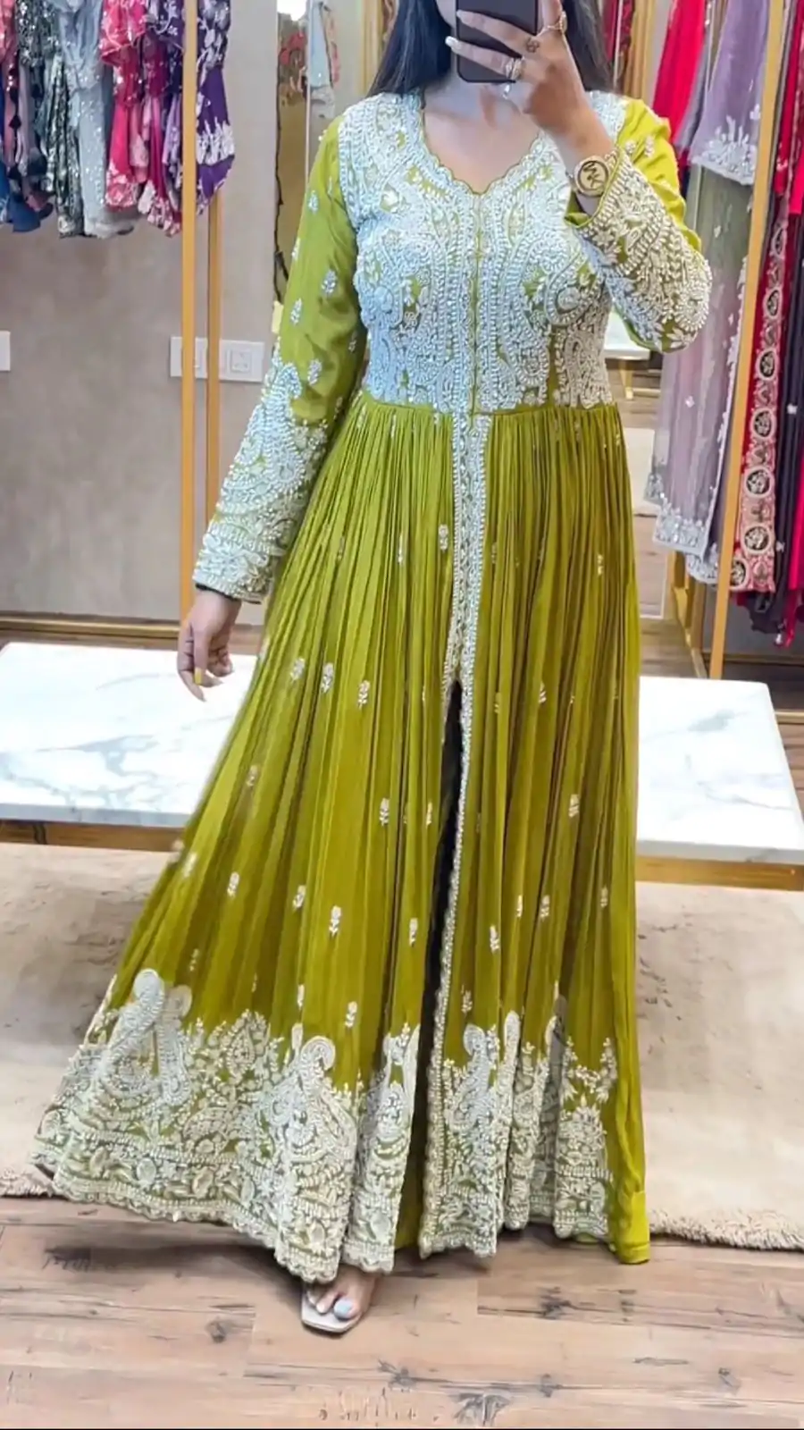 SR 1623 Pista Green Color Georgette Embroidery Sequence Gown Casual, Wedding, Party, Festive, Events Etc. Expected Delivery 4-6 Working Days @2349/- | Gowns, Bollywood Gowns, Creative Gowns, Designer Gowns, Embroidered Gowns, Party Wear Gowns