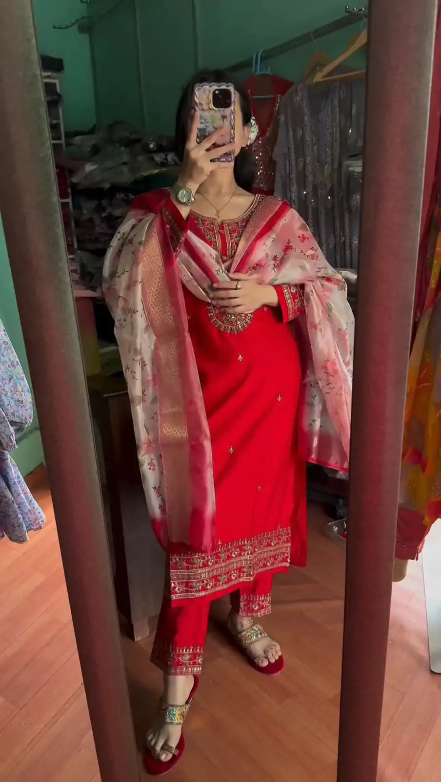 AD 164 Red Color Chinon Silk Embroidery Work Sharara Suit Casual, Wedding, Party, Festive, Events Etc. Expected Delivery 4-6 Working Days @1949/- | Jump Suits, Salwar suit, Designer Suits, Casual Suits, Creative suits, Palazzo Suits, Party Wear Suits, Patiala Suits, Straight Suits