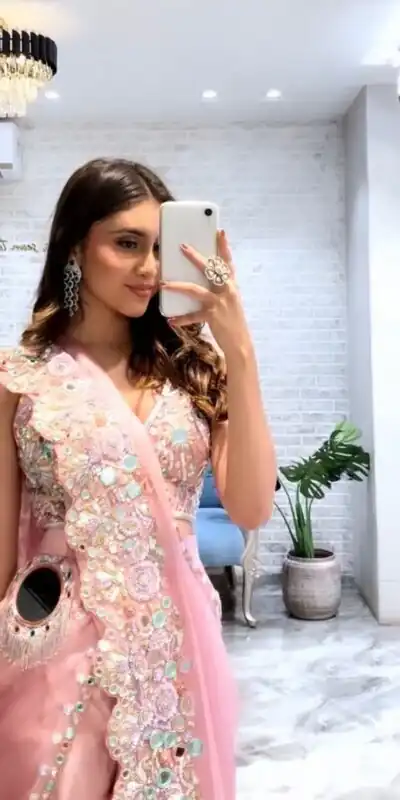 LG 607 Peach Color Georgette Embroidered Sequence Saree Party, Wedding, Festive, Events Etc., Expected Delivery 4-6 Working Days@1899/- Only | Sarees, Bollywood Sarees, Creative Sarees, Designer Sarees, Embroidered Sarees, Ethnic Saree, Party Wear Sarees