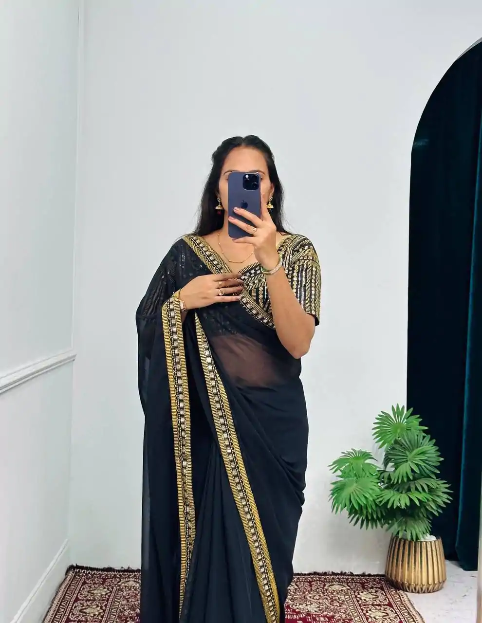 ST 468 Black Color Georgette Embroidery Lace Border Work Saree Casual, Wedding, Party, Festive, Events Etc. Expected Delivery 4-6 Working Days @1699/- | Sarees, Bollywood Sarees, Creative Sarees, Designer Sarees, Embroidered Sarees, Ethnic Saree, Modern Digital sarees, Party Wear Sarees