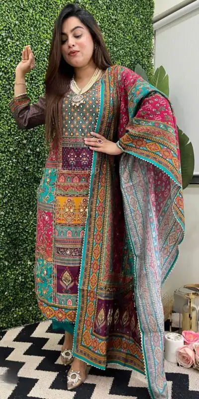 LG 1859 Blue color Maslin Printed Real Mirror Work Salwar Suit Casual, Wedding, Party, Festive, Events . Expected Delivery  4-6 Working Days @1899/- | Salwar suit, Designer Suits, Casual Suits, Creative suits, Palazzo Suits, Party Wear Suits, Patiala Suits, Straight Suits