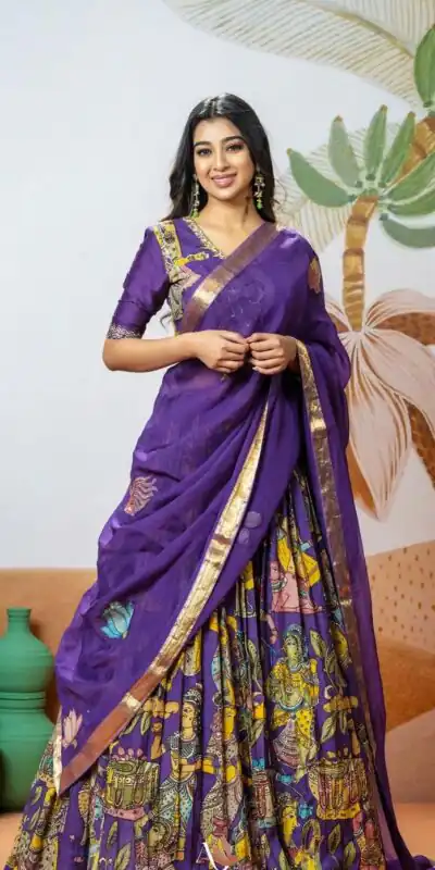 PC 385 Violet Color Chant Crepe Kalamkari Printed Lehenga Choli Casual, Party Wear, Events, Festivals Wear Expected Delivery 4-6 Working Days @2079/- | Lehenga, Bollywood Lehenga, Creative Lehenga, Designer Lehenga, Embroidered Lehenga, Party Wear Lehenga