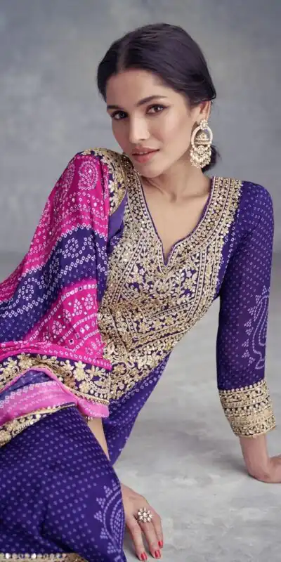 ZF 386 Violet Color Chinnon Digital Printed Sequence Salwar Suit Casual, Wedding, Party, Events Etc. Expected Delivery 4-6 Working Days 2399/- | Jump Suits, Salwar suit, Designer Suits, Casual Suits, Creative suits, Palazzo Suits, Party Wear Suits, Patiala Suits, Straight Suits