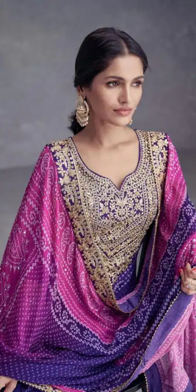 ZF 386 Violet Color Chinnon Digital Printed Sequence Salwar Suit Casual, Wedding, Party, Events Etc. Expected Delivery 4-6 Working Days 2399/- | Jump Suits, Salwar suit, Designer Suits, Casual Suits, Creative suits, Palazzo Suits, Party Wear Suits, Patiala Suits, Straight Suits