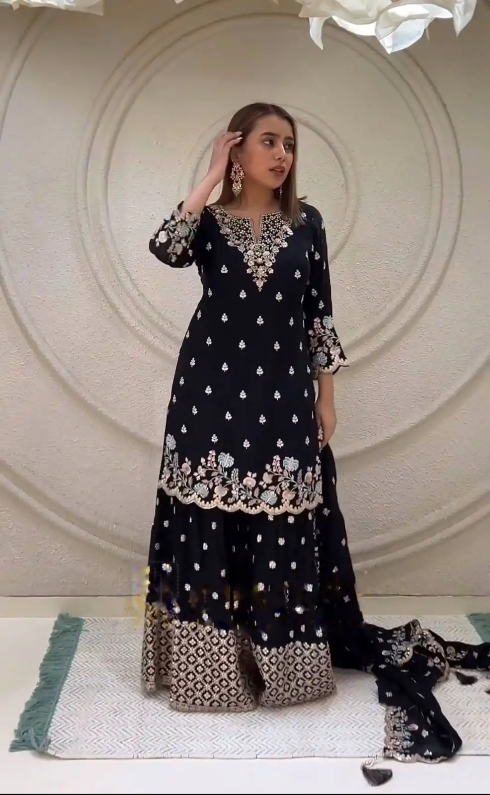 NSR 816 Black Color Pure Chinnon Silk Embroidery Sequence Salwar Suit Wedding, Party, Festive, Events Expected Delivery 4-6 Working Days @ 2399/- | Jump Suits, Salwar suit, Designer Suits, Casual Suits, Creative suits, Palazzo Suits, Party Wear Suits, Patiala Suits, Straight Suits