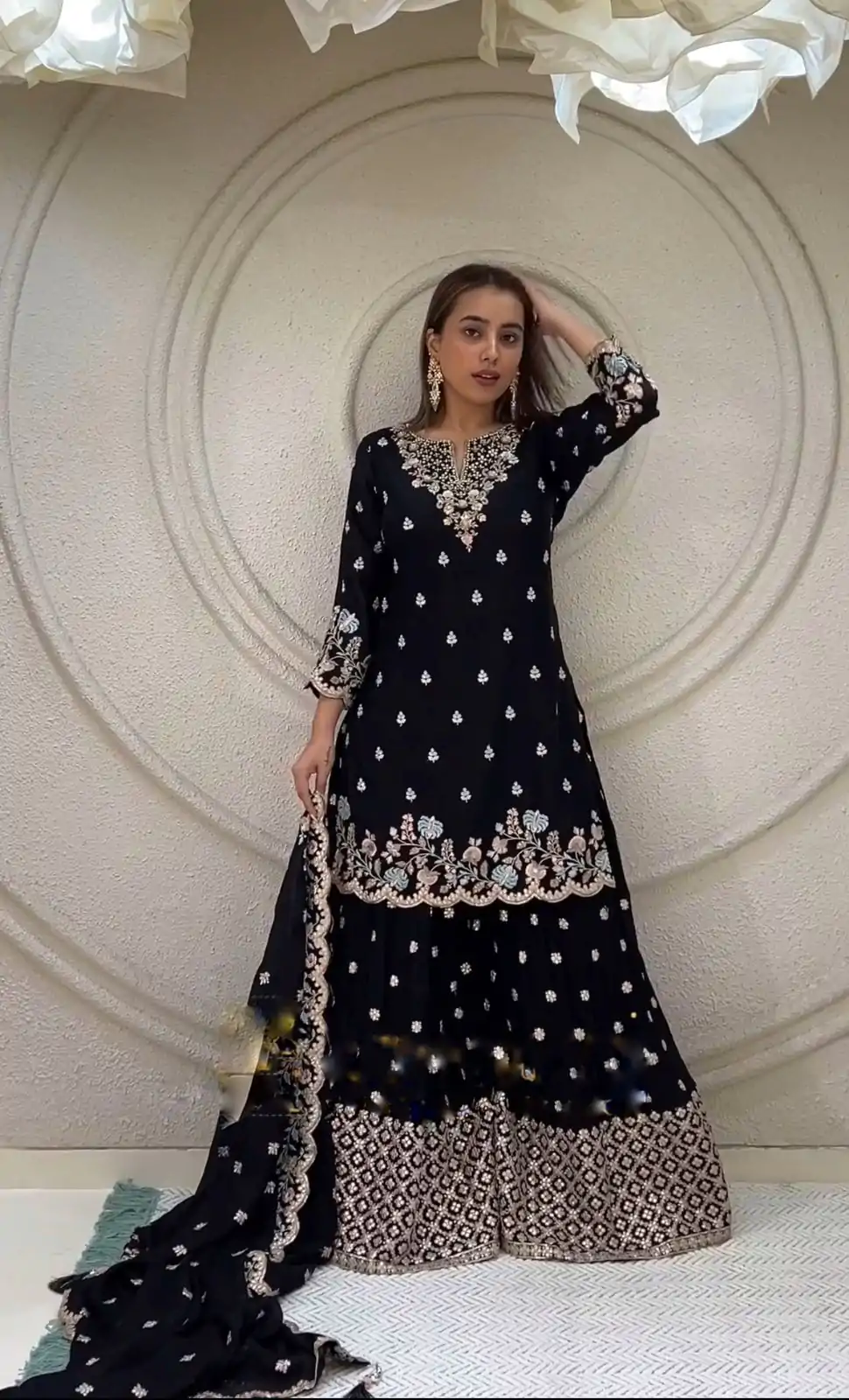 NSR 816 Black Color Pure Chinnon Silk Embroidery Sequence Salwar Suit Wedding, Party, Festive, Events Expected Delivery 4-6 Working Days @ 2399/- | Jump Suits, Salwar suit, Designer Suits, Casual Suits, Creative suits, Palazzo Suits, Party Wear Suits, Patiala Suits, Straight Suits
