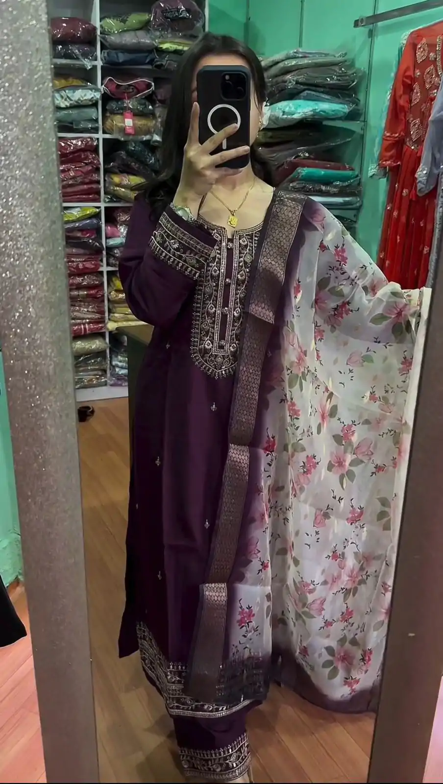 SR 1622 Purple Color Chinnon Silk Embroidery Sharara Suit Wedding, Party, Festive, Events Etc. Expected Delivery 4-6 Working Days @1949 | Salwar suit, Designer Suits, Casual Suits, Creative suits, Palazzo Suits, Party Wear Suits, Straight Suits
