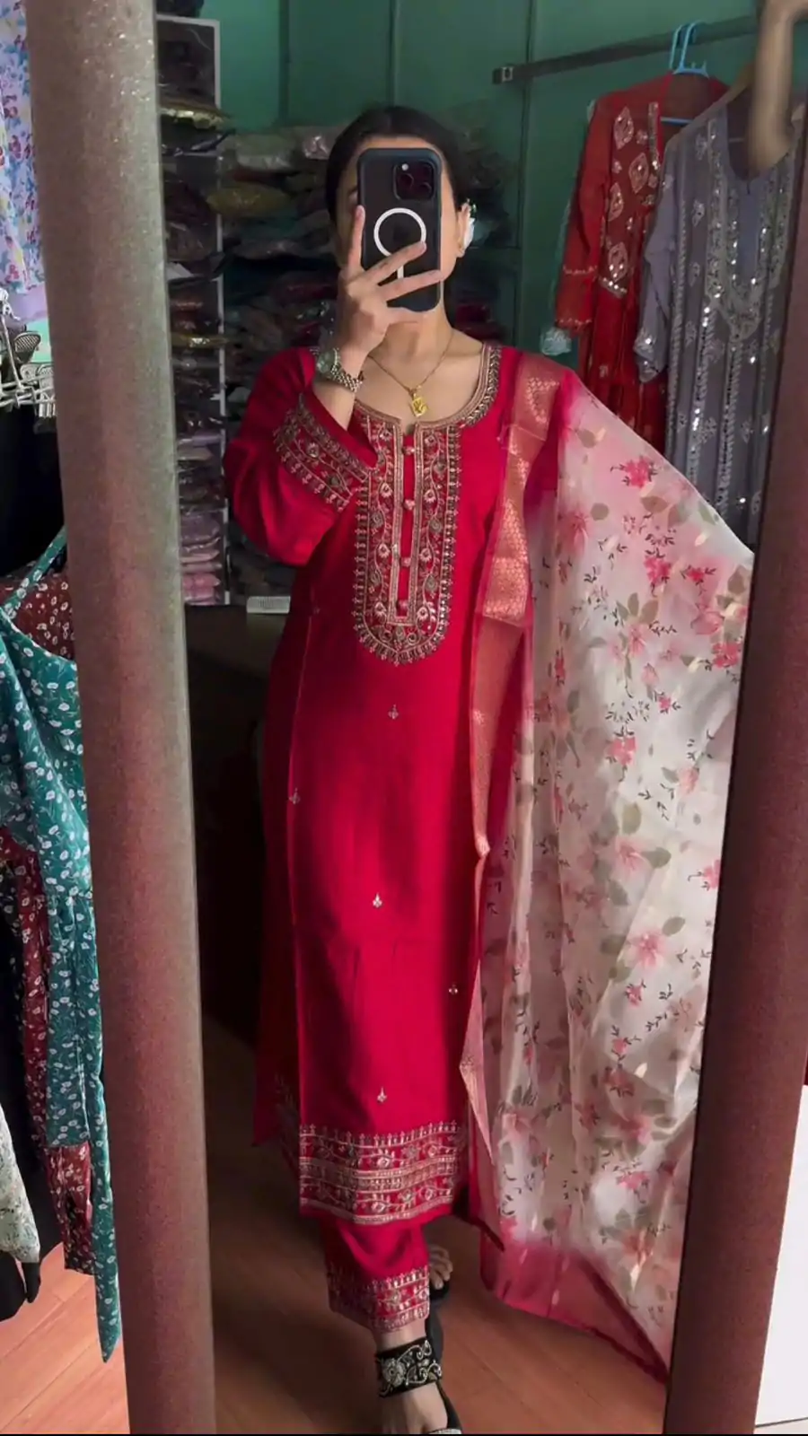 SR 1622 Red Color Chinnon Silk Embroidery Sharara Suit Wedding, Party, Festive, Events Etc. Expected Delivery 4-6 Working Days @1949 | Salwar suit, Designer Suits, Casual Suits, Creative suits, Palazzo Suits, Party Wear Suits, Straight Suits