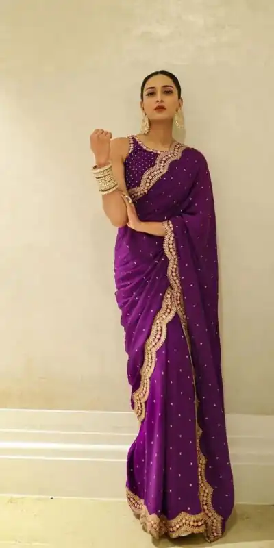 KD 359 Violet Color Georgette Thread Mith Moti Work Saree Casual, Party Wear, Wedding, Events Etc. Expected Delivery 4-6 Working Days @1849/- | Sarees, Bollywood Sarees, Creative Sarees, Designer Sarees, Embroidered Sarees, Ethnic Saree, Modern Digital sarees, Party Wear Sarees