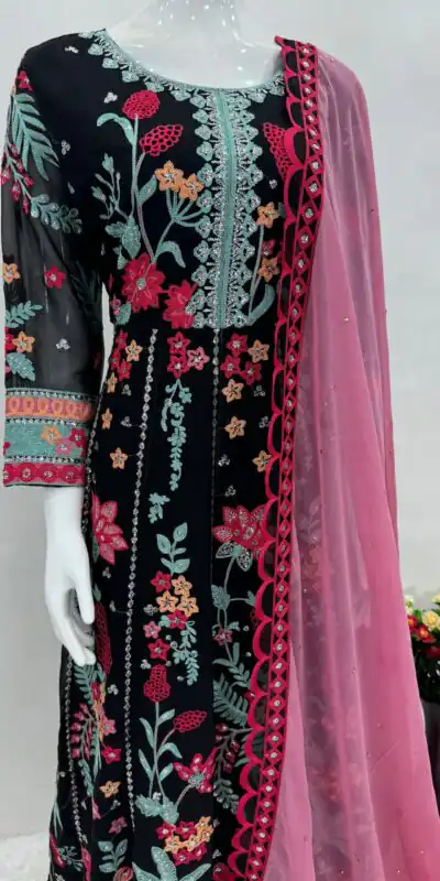 KF 1645 Black Color Georgette Embroidered Sequence Salwar Suit Wedding, Party, Festive, Events Etc.  Expected Delivery 4-6 Working Days @2149/-Only | Salwar suit, Designer Suits, Casual Suits, Creative suits, Palazzo Suits, Party Wear Suits, Straight Suits